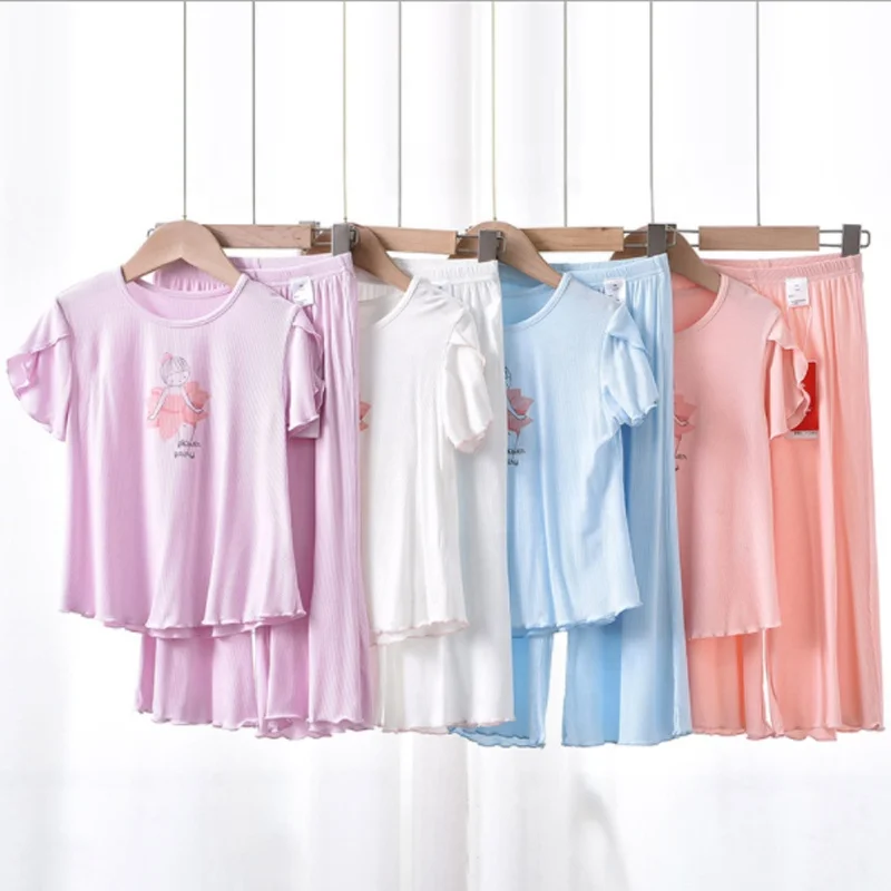 

Girls Pajamas Summer Short Sleeve Children Sleepwear Soft Baby Pyjamas Sets Cute Homewear For Kids 6 7 8 9 10 11 Years