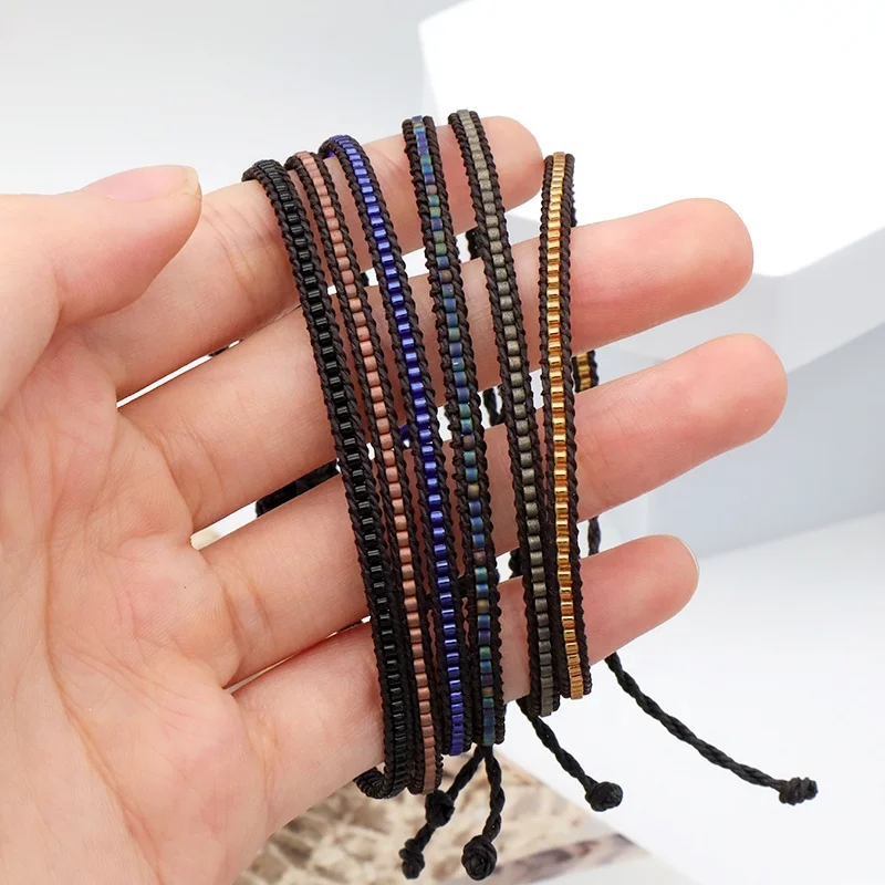 

Custom 2021 summer trendy wholesales girls handmade beaded bangle16cm adjustable women miyuki bracelet, Multi