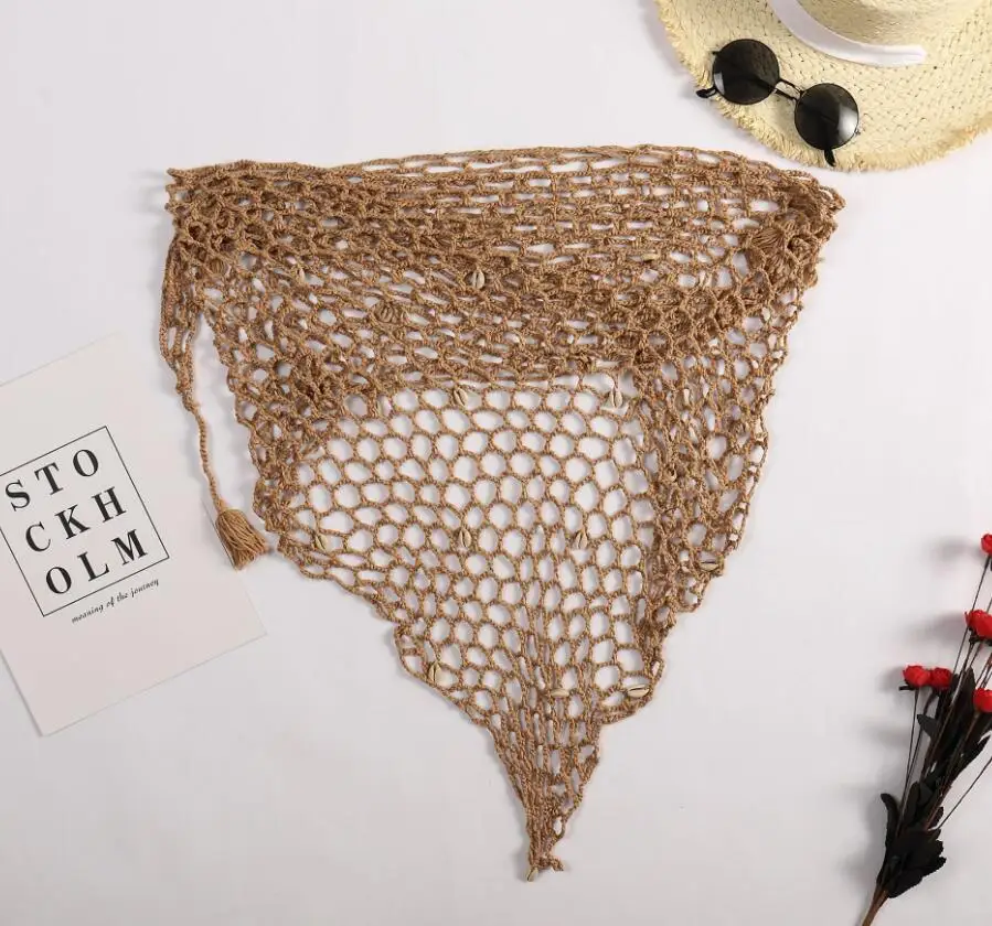 NEW STOCK 7Colors Triangle Beach Sarong Cotton Shell One Size Bikini Coverups