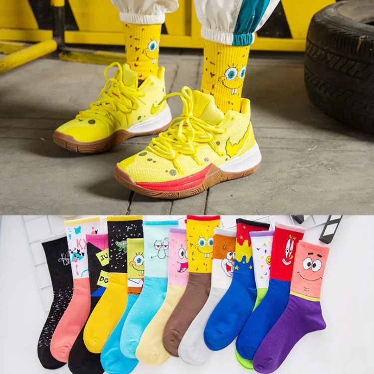 

high quality cotton custom design cute cartoon pop crew mens socks