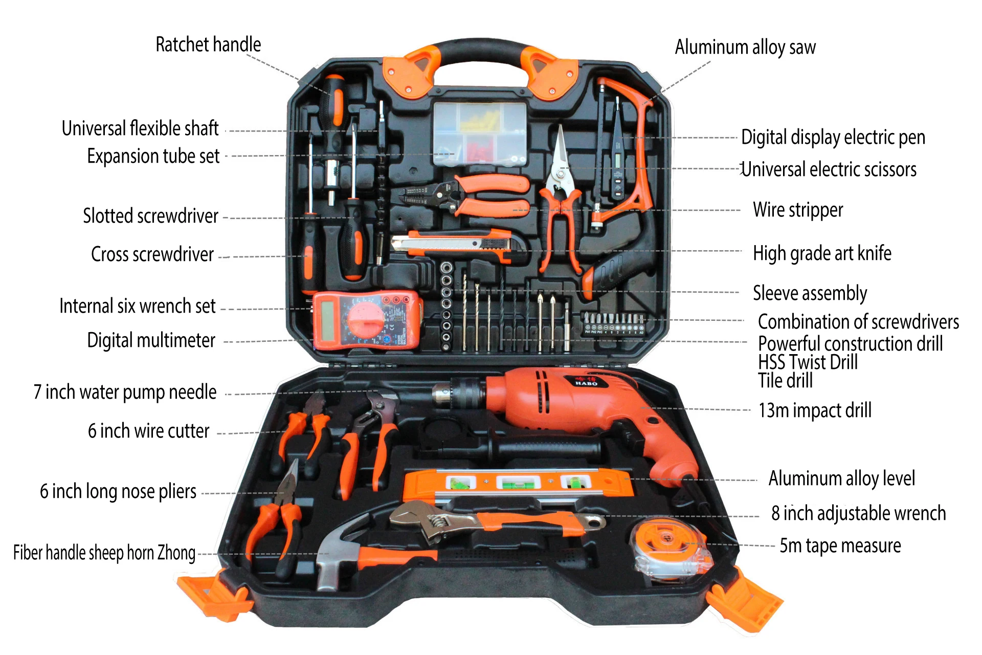 120pc Impact Drill Hand Electric Drill Household Repair Hardware
