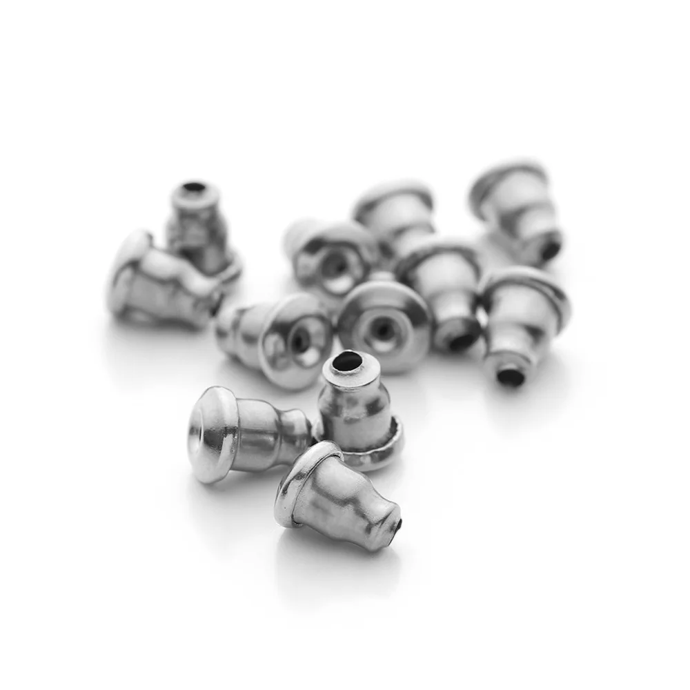 

wholesale stainless steel barrel bullet style Earring Backs post Bullet Stopper Post Ear Nuts Earring Findings, Silver