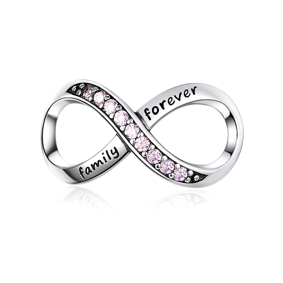 

Charms Real Sterling Silver 925 Infinity Family Forever Clear Crystal Charm