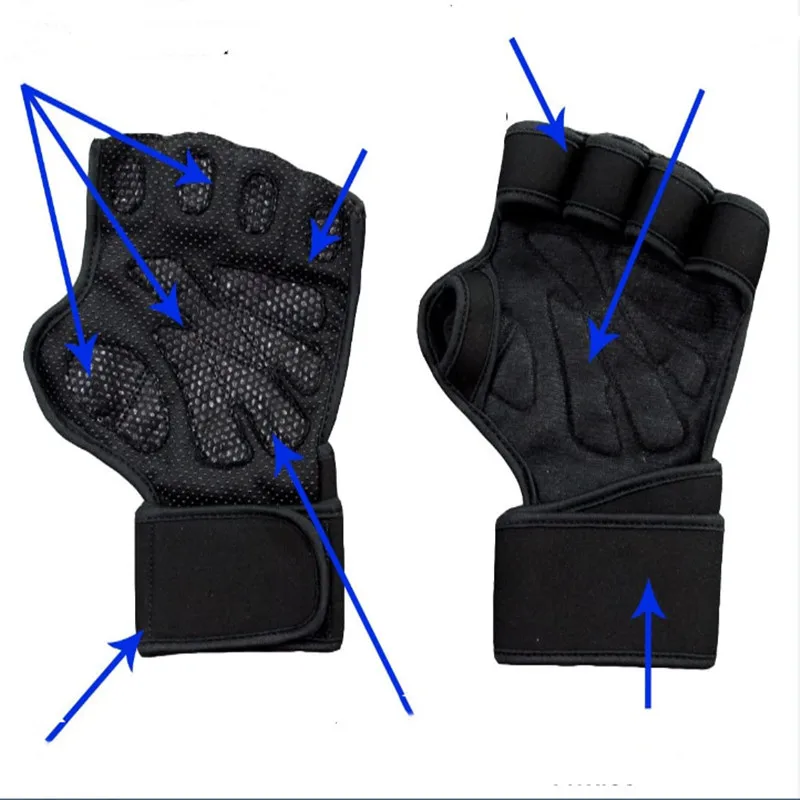 

Weightlifting Gloves Waterproof Nylon Sport Gloves Fitness Fingerless Gym Glove, Black