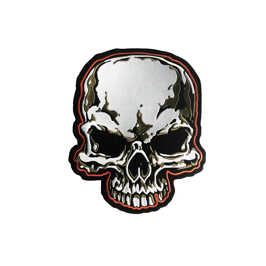 

Big Size Skull Motorcycle Biker Embroidered Patches Iron On Sew Patches For Clothing, As picture shows