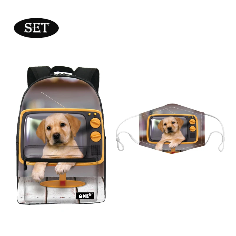 

Hot Sale Best Price cute dog in small TV printed waterproof backpack custom design logo kids backpack school bags, Customized