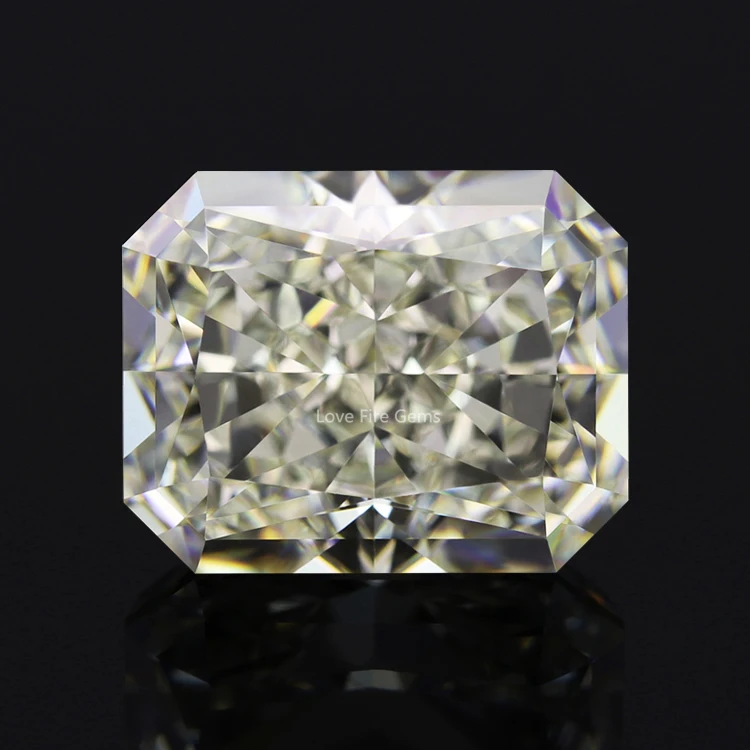 

In stock Artificial gem 4K synthetic octagon cz gem stone crushed ice cut light yellow cubic zirconia stones