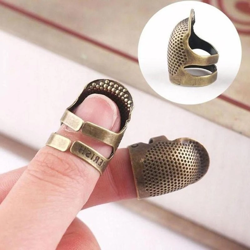 1pc Thimble Needles Partner Finger Protector DIY Sewing Tool Antique Metal Brass 