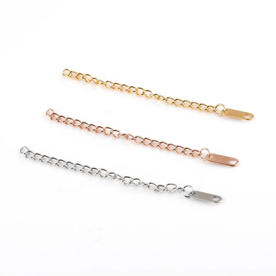 

High quality silver gold rose gold stainless steel necklace extender chain women bracelet anklet jewelry chain extender, Gold, rose gold, silver