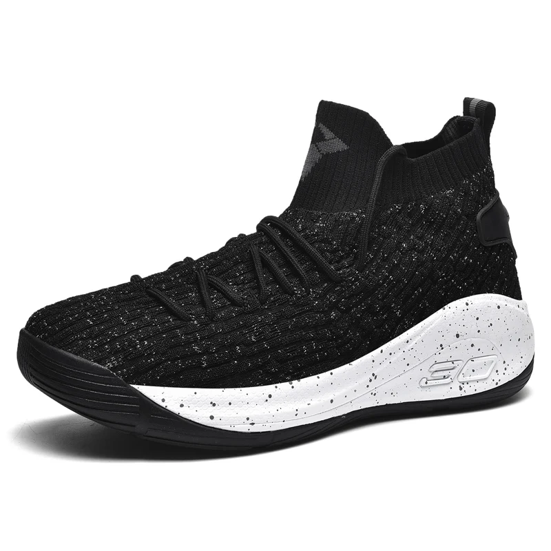 

2021 Hot Selling Made In China High Quality Basketball shoes for Teenagers Anti Slippery Hard Wearing Fashion Men's Sports Shoes, Black, white