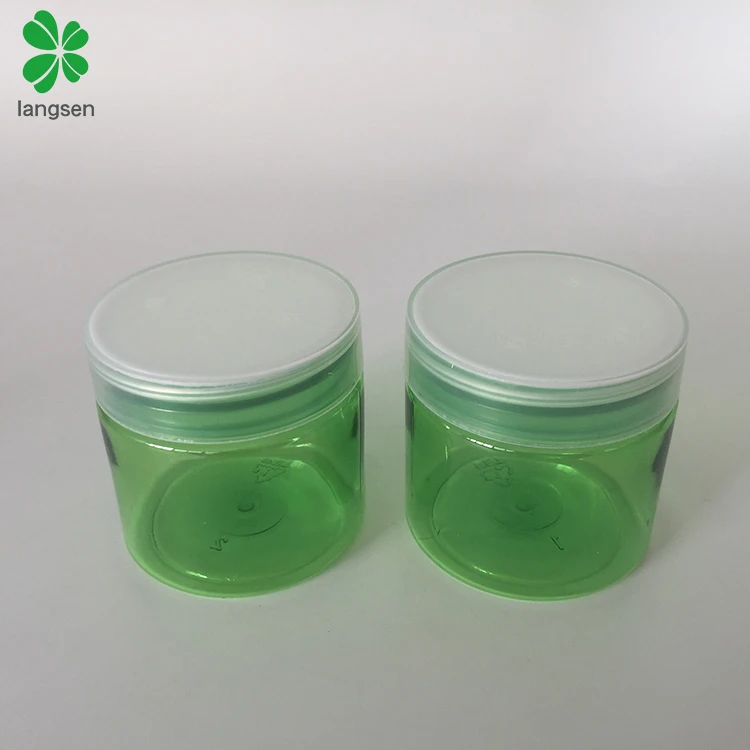 Empty 50ml PET plastic green color cosmetic pot jar container
