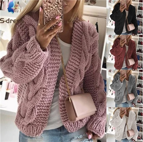 

New Arrival Solid Color Long Sleeve Cardigan Sweater Fall Sweaters Women'S Crop Sweaters