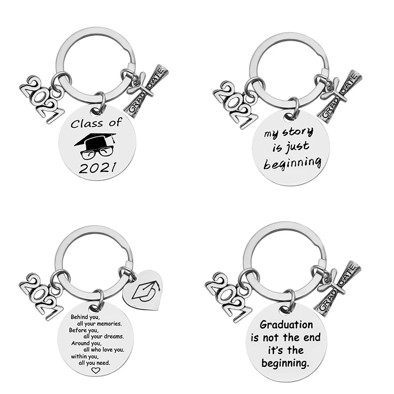 

Valentines Day 2021 Creative Positive Energy Gift Jewelry Accessories Graduation Season Key Chain Keyring, Silver