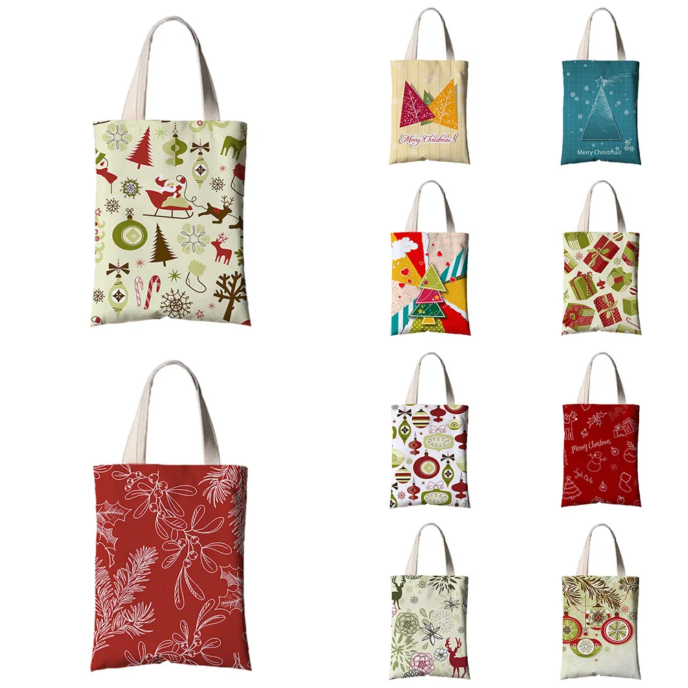

Christmas Theme Hand-Carrying Eco-Friendly Shopping Bag Twill Large-Capacity One-Shoulder Big Bag Handbag