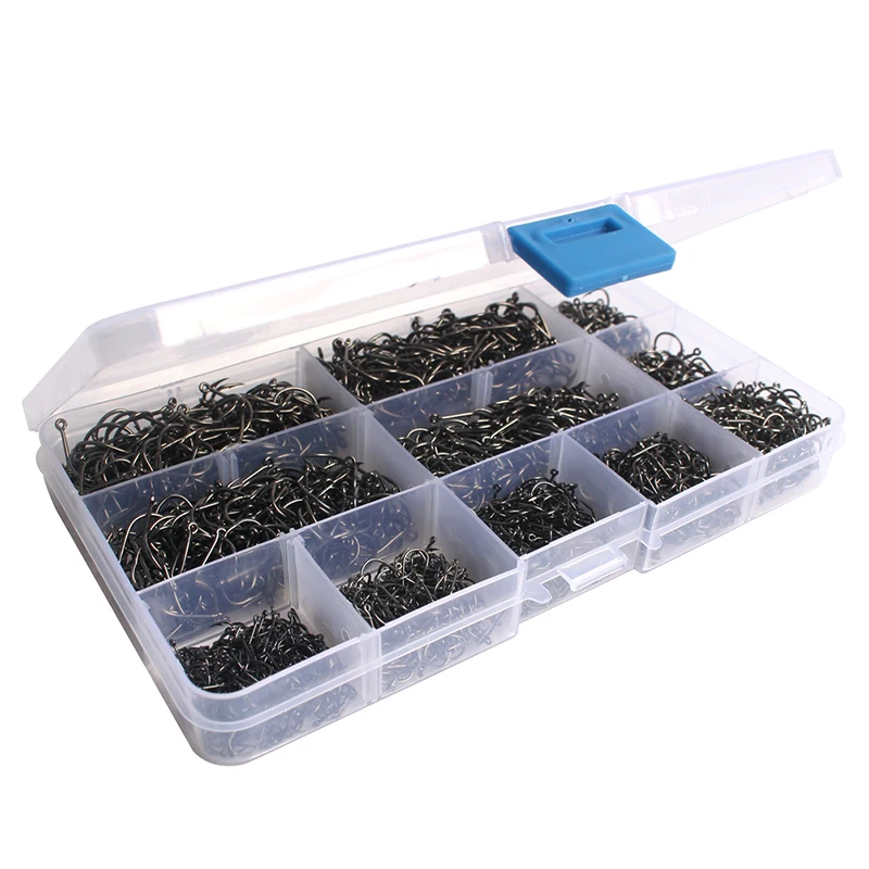 

1600 pcs boxed High Carbon Steel iseama fish hook set with barbed hook fishing tackle set