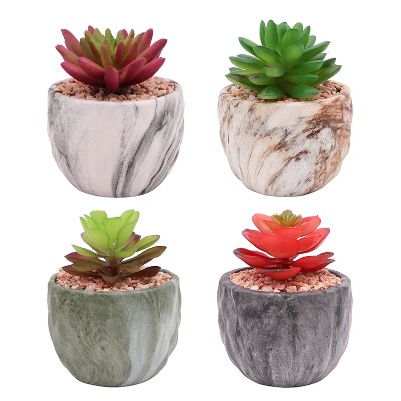 

3 Packs Marble Style Rock Potted Succulent Artificial Plant For Home Decor Desk Decor Rome Decor