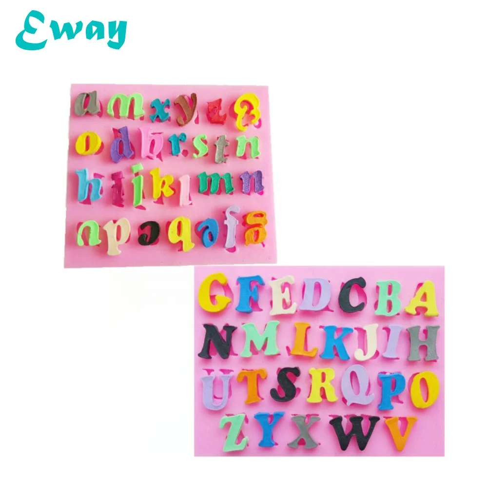 

Upper-and Lowercase letters chocolate Turn sugar Rolled Fondant mold silicone, Greyish white/pink
