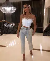 

New fashion Feather Sexy celebrity evening party women bandage tops