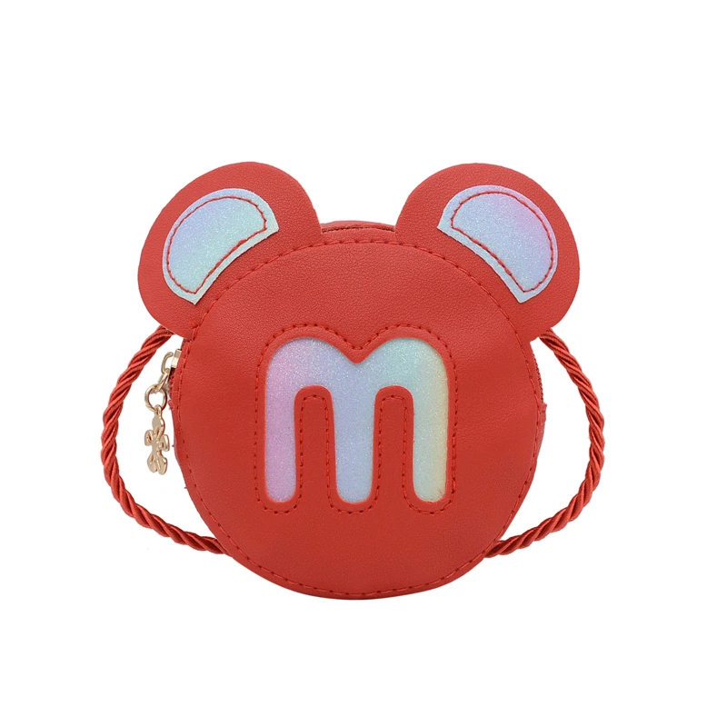 

2021 cute mouse shape pu leather crossbody small chain plaid shoulder kids bags cute handbag, Pink/black/yellow/green/blue/purple/red