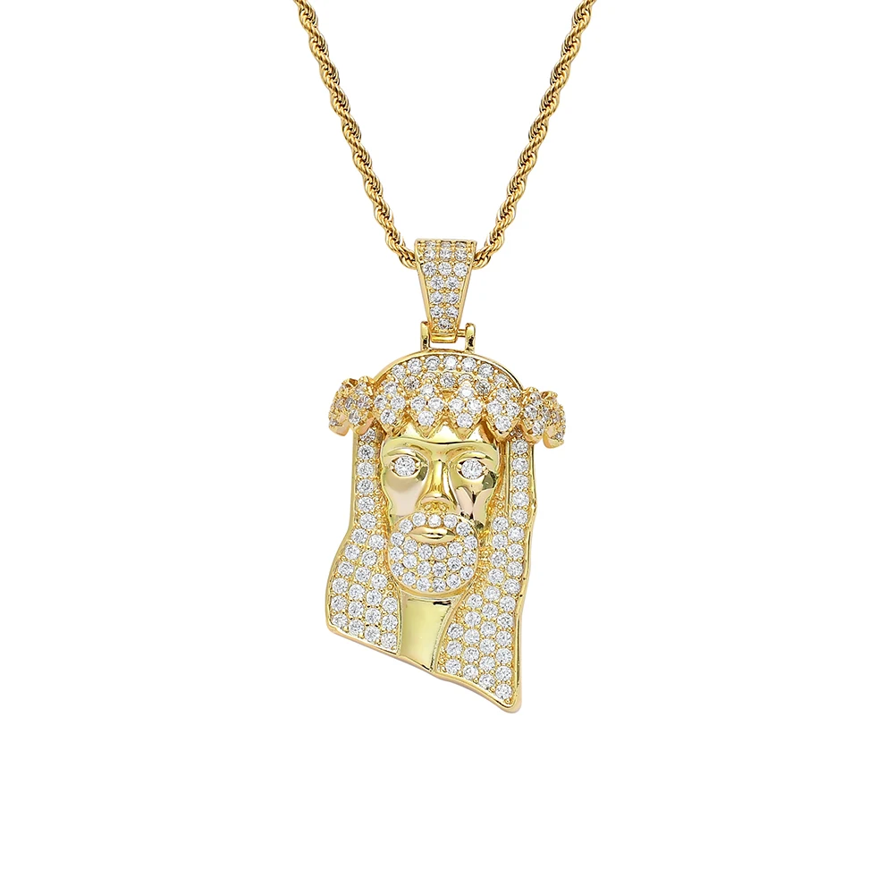 CN339  Brass Prong Setting Zircon  Pendants Iced Out Hip Hop CZ Necklace Bling Bling Jewelry