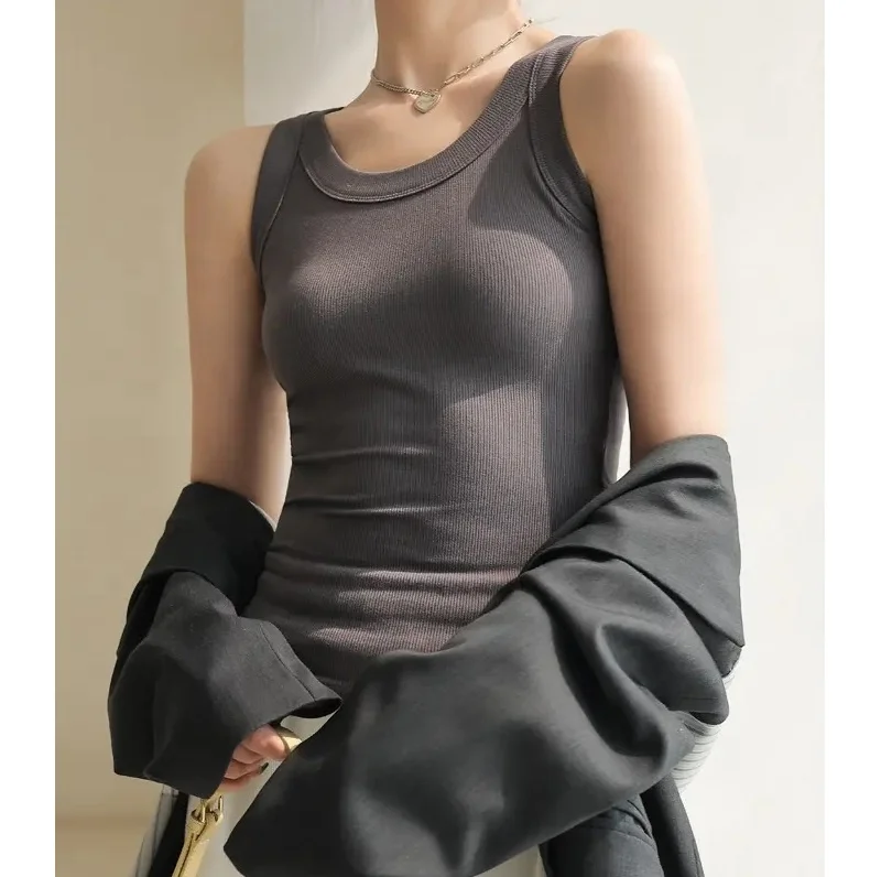 

Women'S 2023 Spring Summer New Slim Bottoming Shirt Female Outer Wear Sleeveless T-Shirt Vest Tank Tops