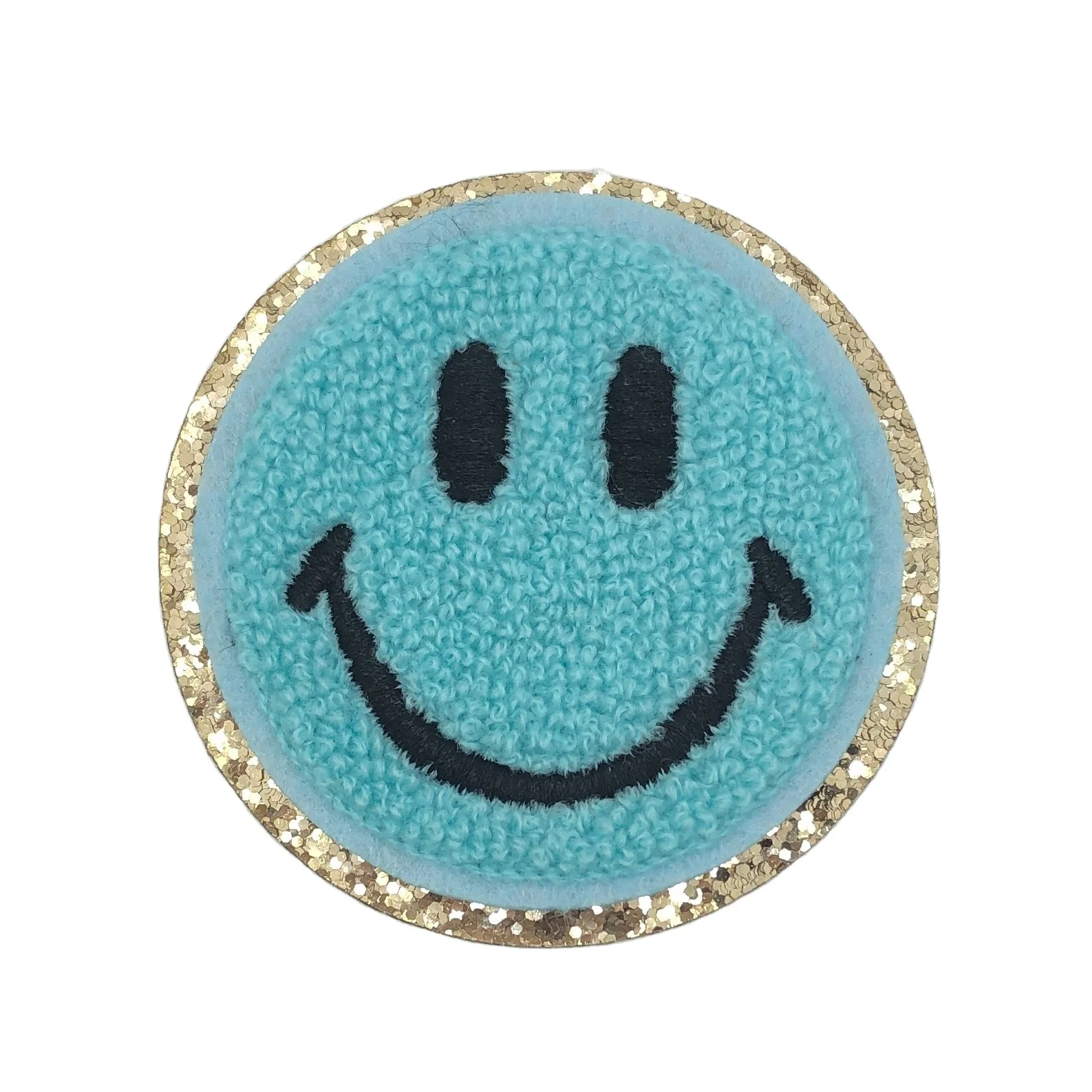 

Hot Wholesale Custom smiley face chenille embroidery iron on patch