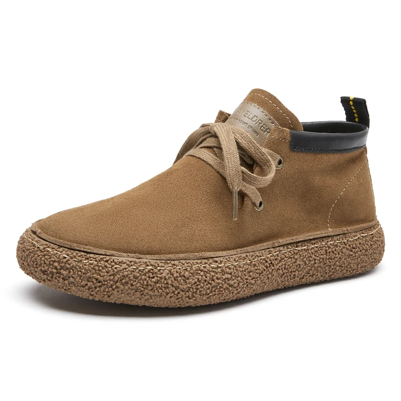 Hot Selling 4 Season Mid-Top Retro Style Hand Made Genuine Leather Board Shoes for Men