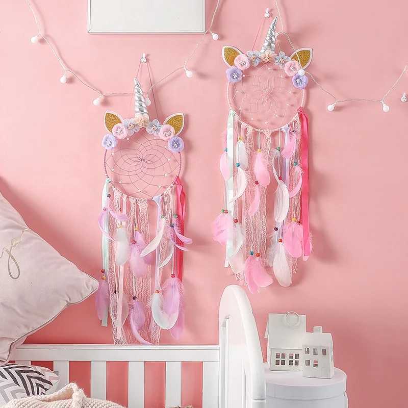 Creative Unicorn Dreamcatcher Pendant Children's Room Warm Wall Hanging Birthday Gift Decoration Wind Chime