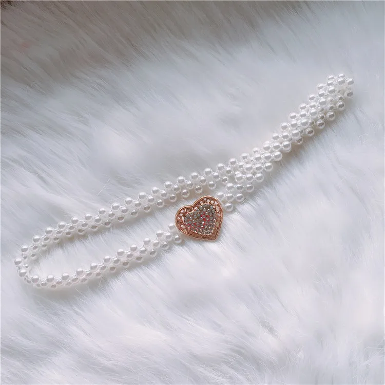 

Mixed Style Handmade Pearl Skirt Stretch Belt Dress Decorative Waist Chain, Silver