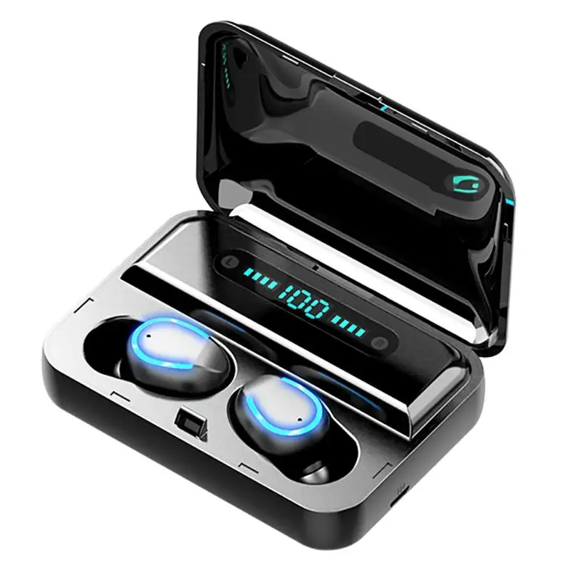 TWS F9-5 Wireless Bluetooth 5.0 Mini Earphones Invisible Earbuds 8D Stereo watch LED Noise Cancelling Headset IPX7 Waterproof