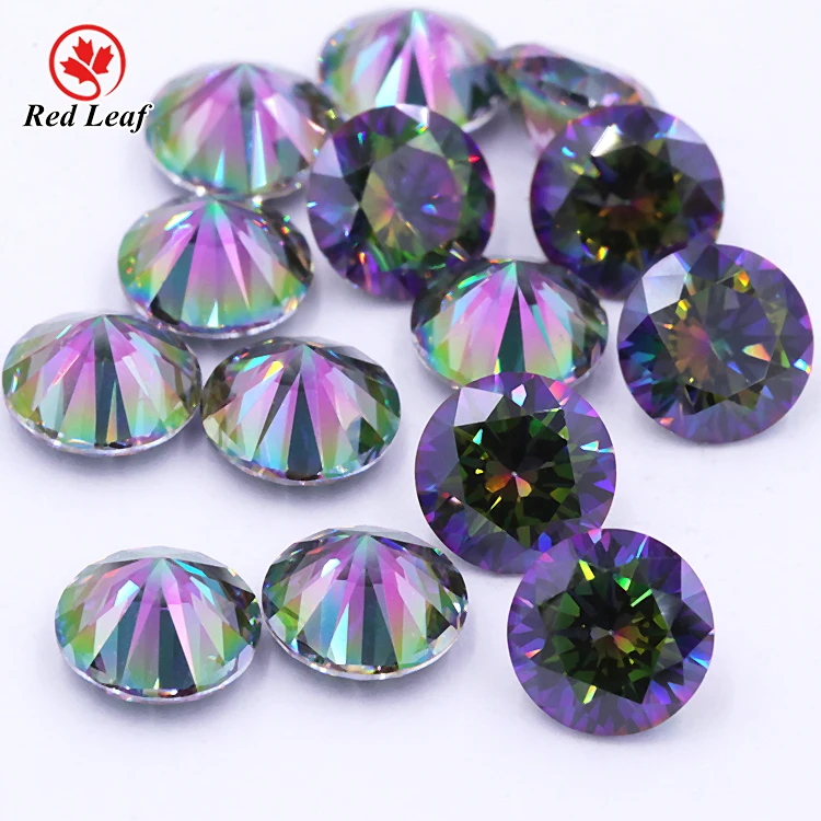 

Redleaf gems rainbow amethyst color 5a cubic zircon gemstones round price cz stone zirconia, Colorful amethyst