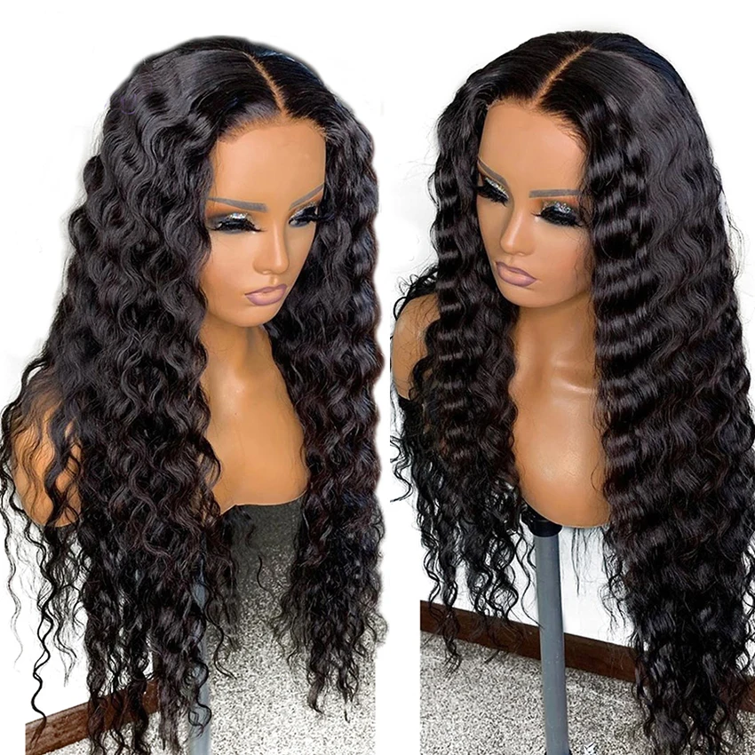 

Unprocessed Brazilian 13x6 HD Transparent Lace Wig Deep Wave Lace Front Human Hair Wigs For Black Women Remy Raw Virgin Hair, Natural color lace wig