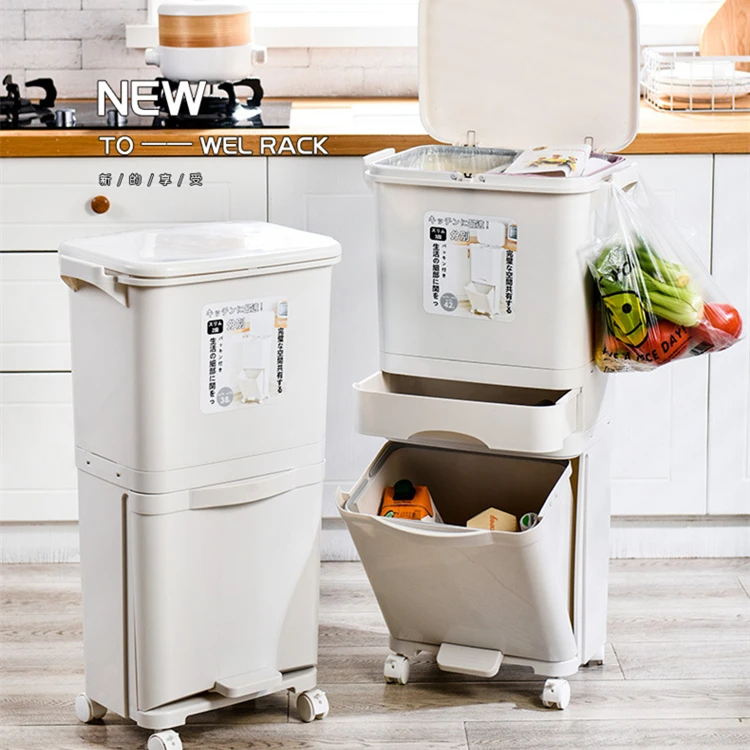 

BIG 3-4 layers Kitchen garbage Dry and wet separation trash can kitchen organizer
