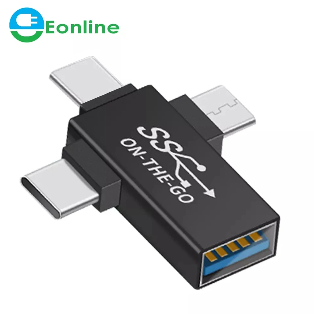 

EONLINE 3in1 OTG Adapter For Phone Max Pad U Disk Micro USB/Type C Male to USB 3.0 Female OTG Adapter For Android Huawei Xiaomi