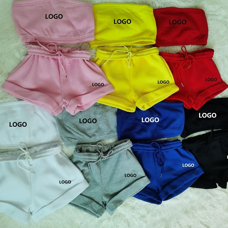 

2021 Embroidery Logo summer shorts tracksuits 2 Piece Set Women cotton Clothing Jogging Suits Women's joggers two Piece Sets, Customized color