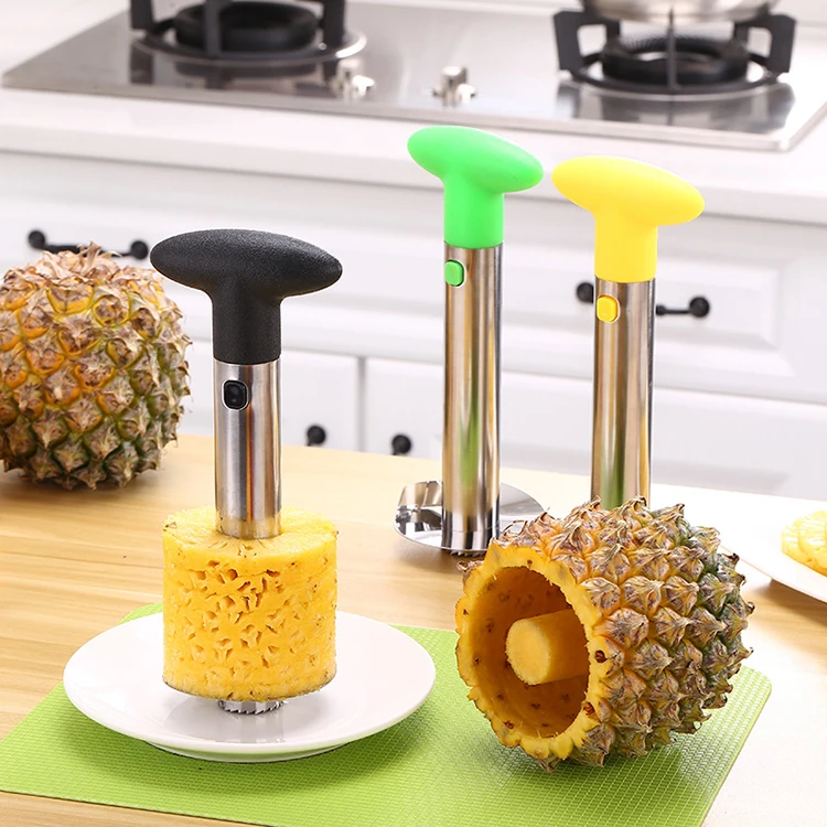 

3 in 1 Home & Kitchen Tool Reinforced Thicker Blade Automatic Pineapple Peeler Knife Corer Slicer Remover Cutter, Stainless steel