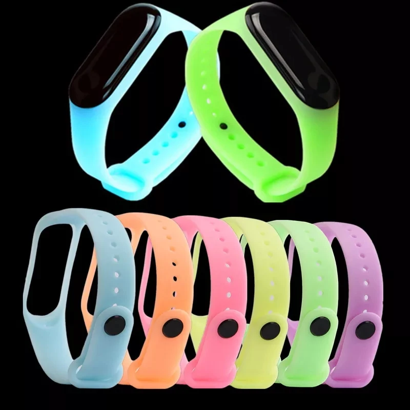 

BOORUI Luminous silicone for xiaomi mi band 5 4 3 strap night light mi band 6 strap