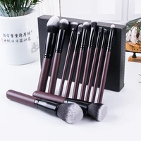 

Professional Private Label Synthetic Hair 11 Pcs Wood Makeup Brush Set In Box