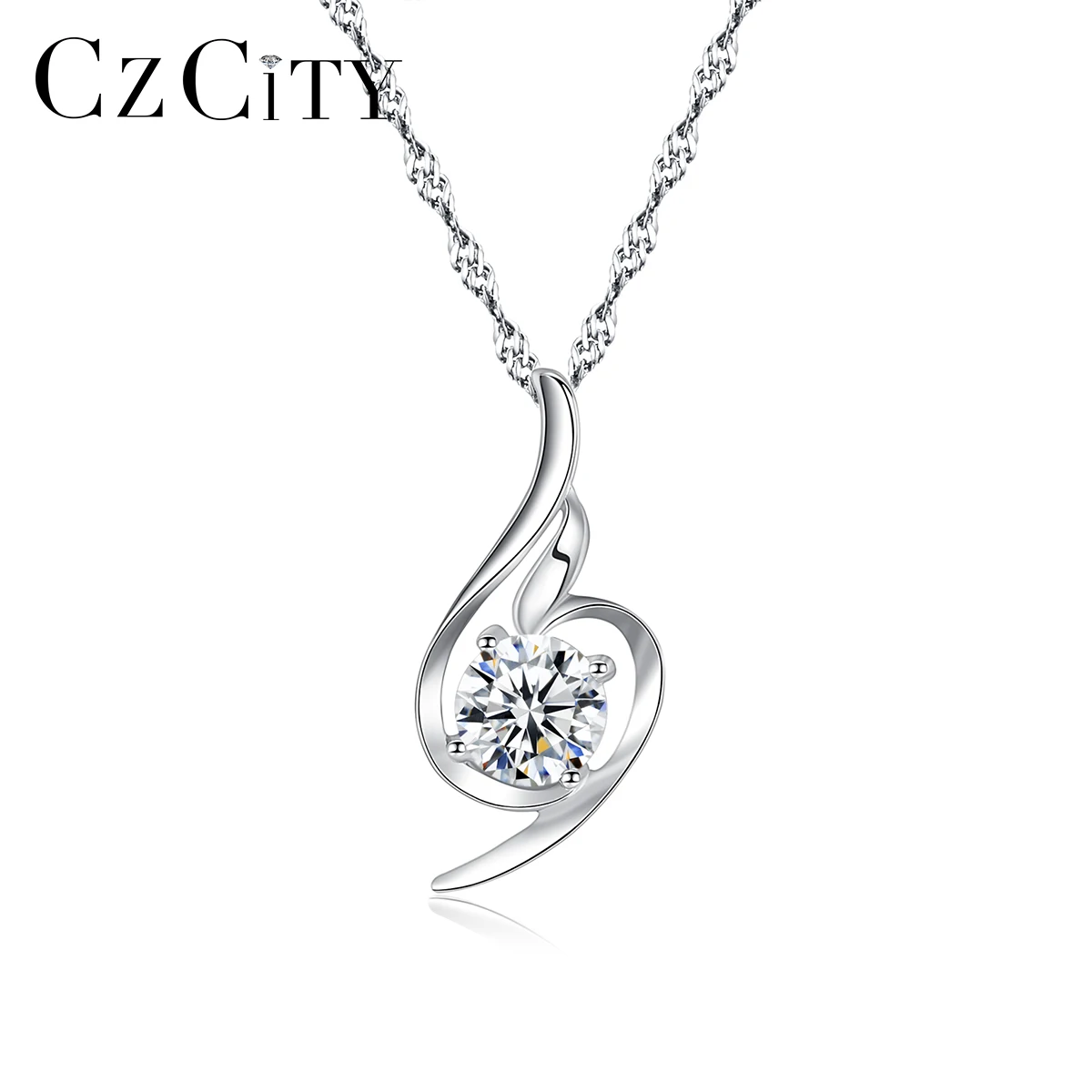 CZCITY Hot Sale Devil'S Eye Pendant Zircon Girl Married Engagement 925 Sterling Silver Angel Crystal Pendant Necklace