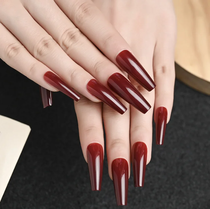 

Long Ballerina press on nails manufacturers solid color wholesale-press-on-nails