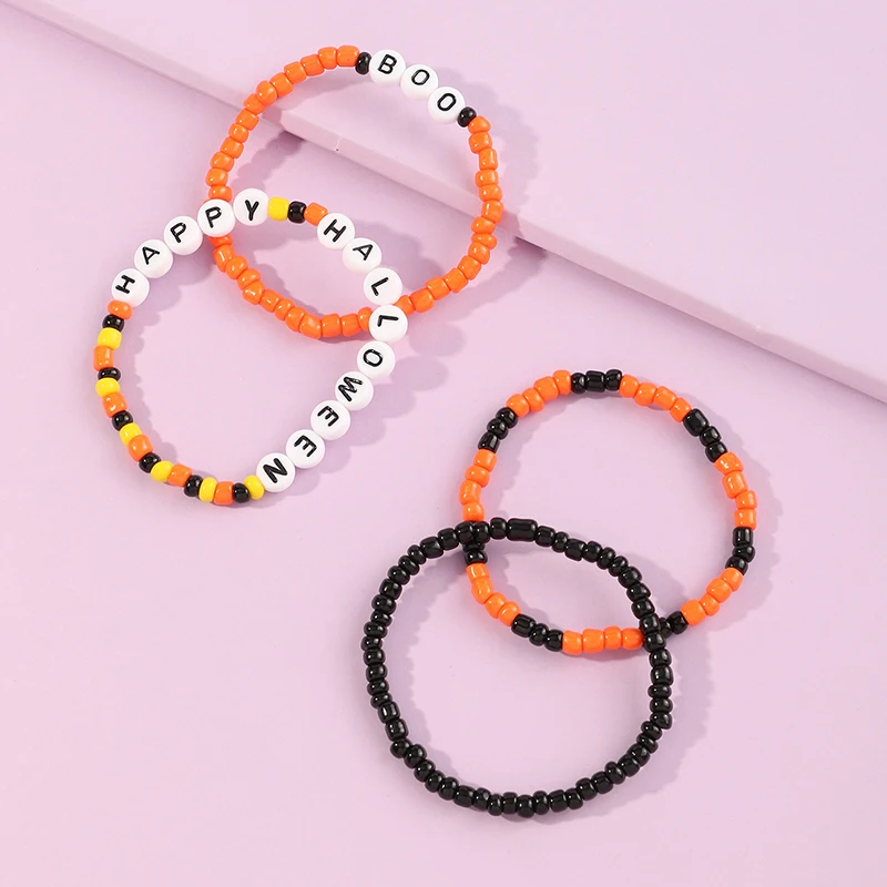

Wholesale Cute Halloween Bracelet Jewelry Beaded Colorful Letter Cartoon Bracelet