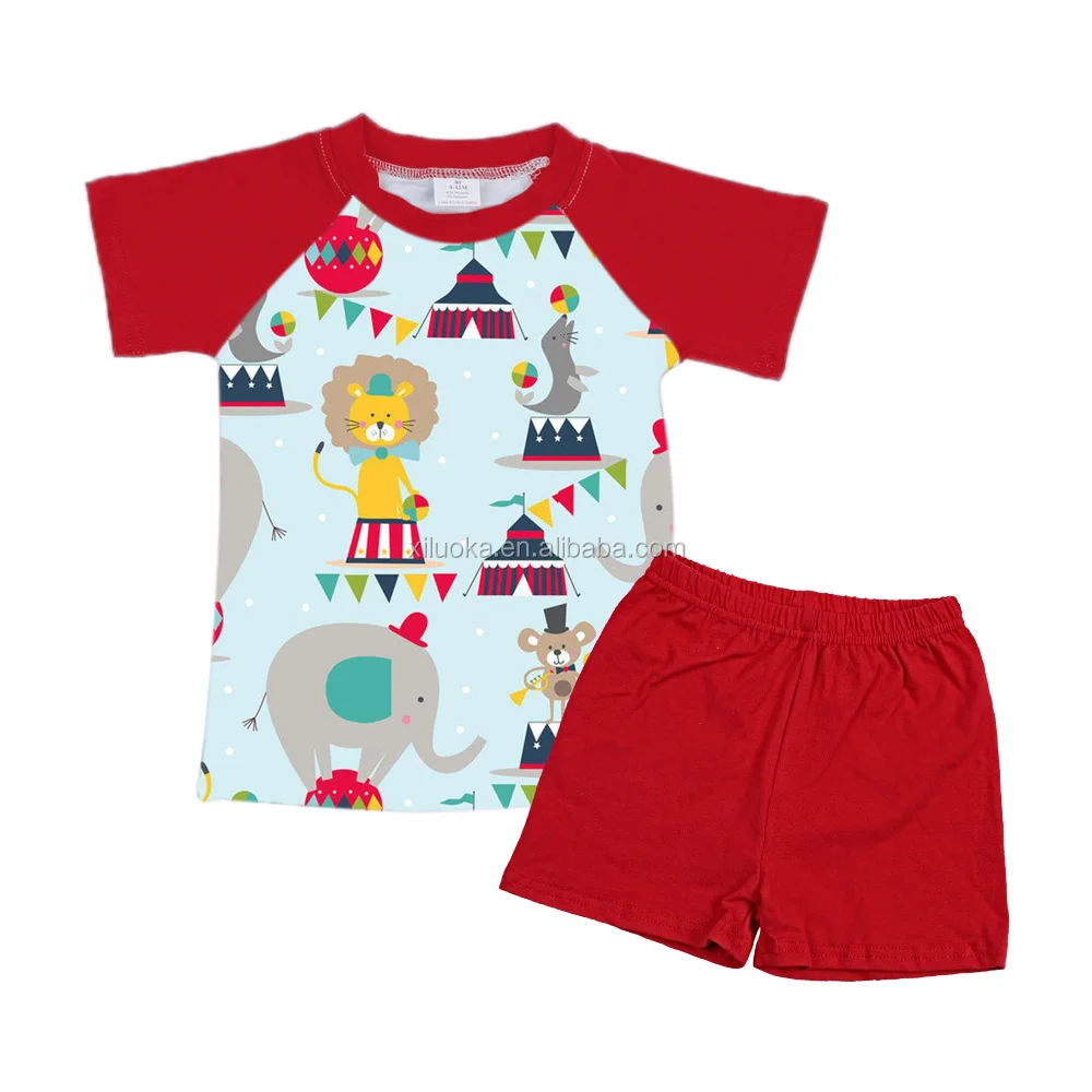 

New Style Baby Boy Matching Clothing Sets Circus Print Two Pieces Children Suits Kids Summer Outfit, Picture