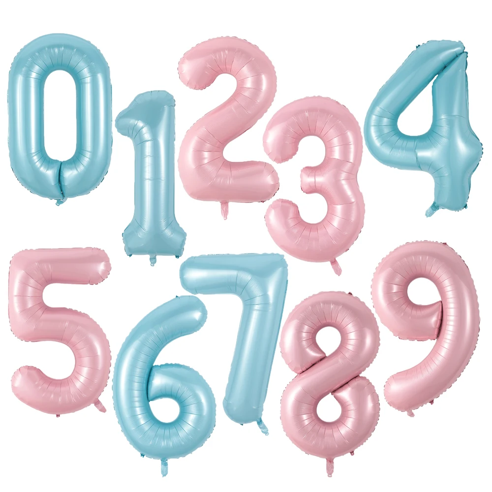 

Foil Number Balloons Baby Shower Wedding Decoration Festivalballon 0 1 2 3 4 5 6 7 8 9 Birthday Party C 40inch Macaron Blue Pink