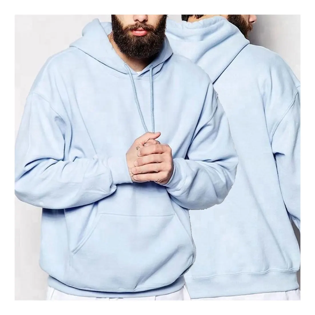 

2021 Plain blue 70% cotton 30% polyester men hoodie oversized heavy thick hoodies, Customized color