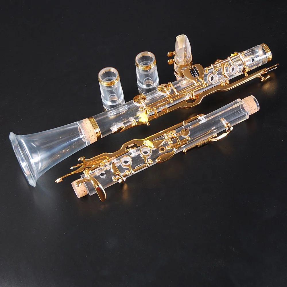 

Turkish system klarinette Transparent Clarinet G tone Gold Plated 18Key playing Instruments