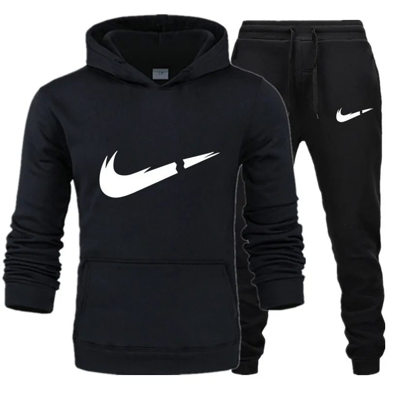 

Custom printed embroidery warn drawstring winter hoodie & sweatpants set unisex sweatshirt hoodies