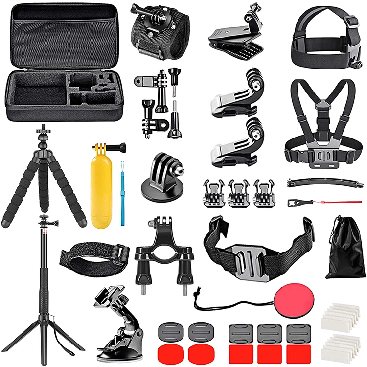 

JUNNX 50 in 1 Extension Arm Chest Strap MINI Tripod Helmet Monopod Wrist Mount Screw Go Pro Accessories Kit for Gopro 9 8 7 6 5