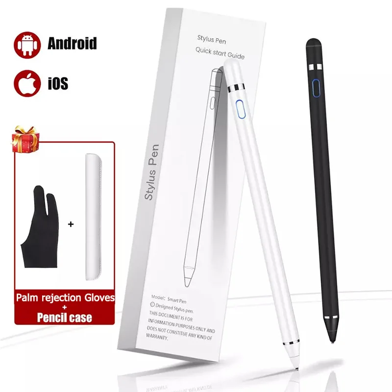

Universal Aluminum Alloy china High Sensitive Tablet Capacitive Active Stylus Pen Android mobile Touch Screen Pen, Black white red silver