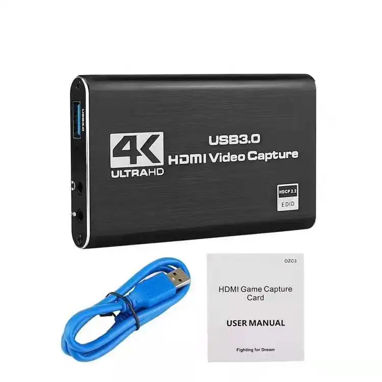 

Hot 4K 60fps Game Capture Device Card Live Streaming HDMI to USB 3.0 HDMI Video Capture Card For Xbox PS4 Live Streaming Gaming, Biack