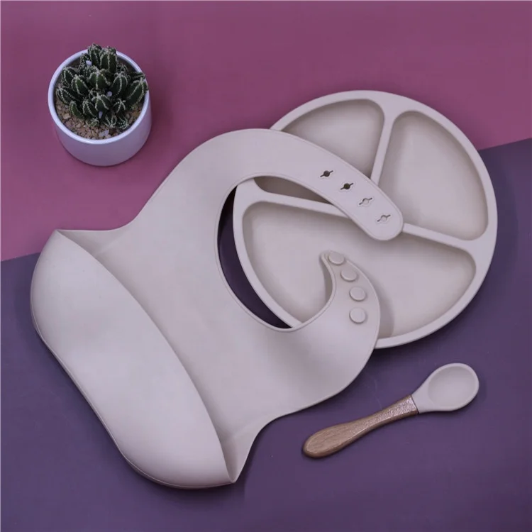 

1PCS Baby Silicone Feeding Tableware Colorful Silicone Baby bibs spoon Waterproof Heat-resistant Safty Bib, Customized